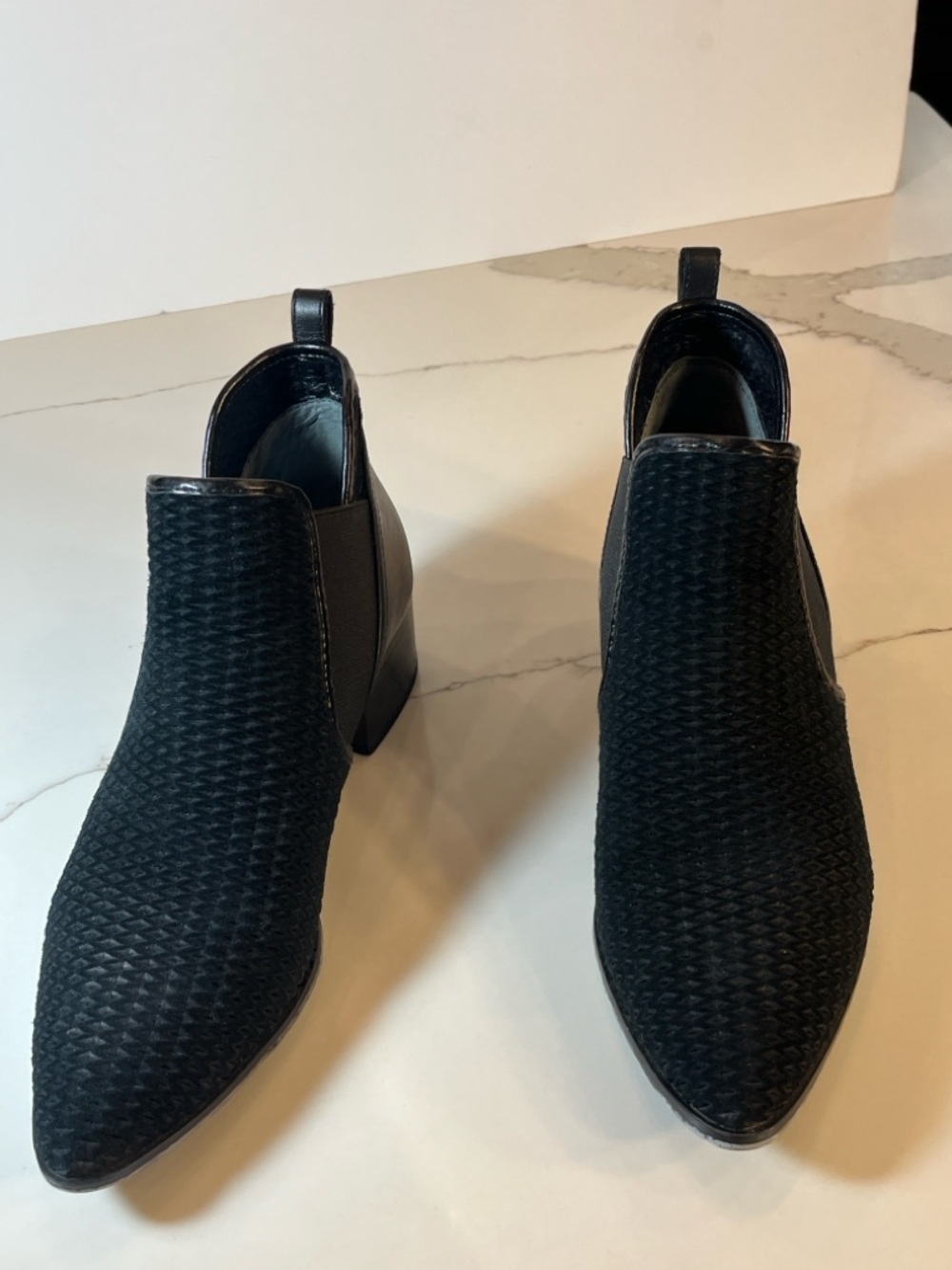 Donald J. Pliner Black Woven Leather Chelsea Ankle Boots - Picture 9 of 14